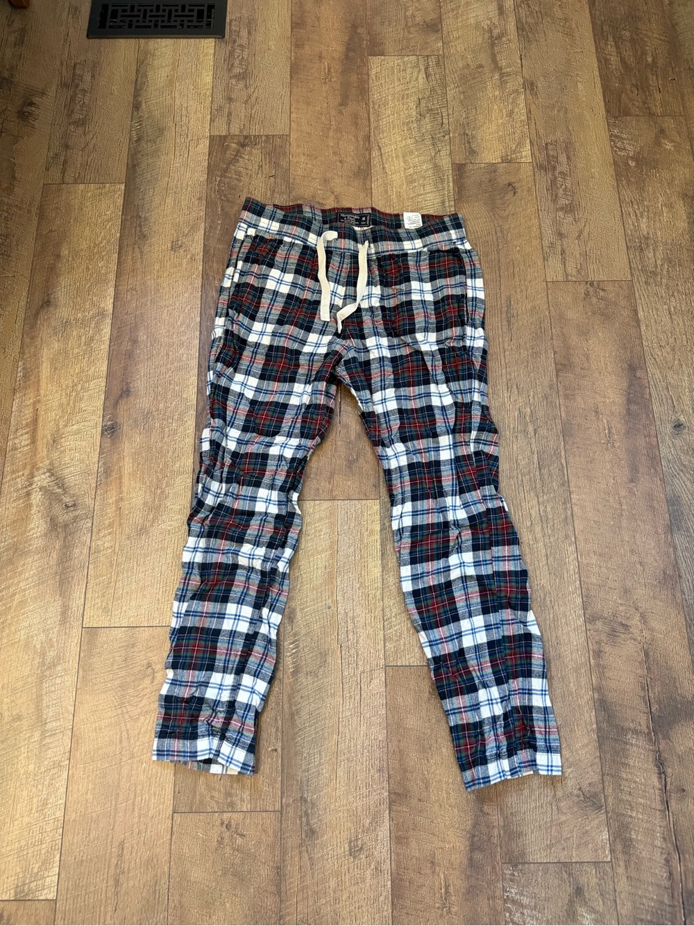 Abercrombie & Fitch Plaid Jogger Sweatpants with Drawstring Waist